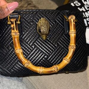 Kurt Geiger Black Quilted Mini Kensington Crossbody Bag with Bamboo Accent